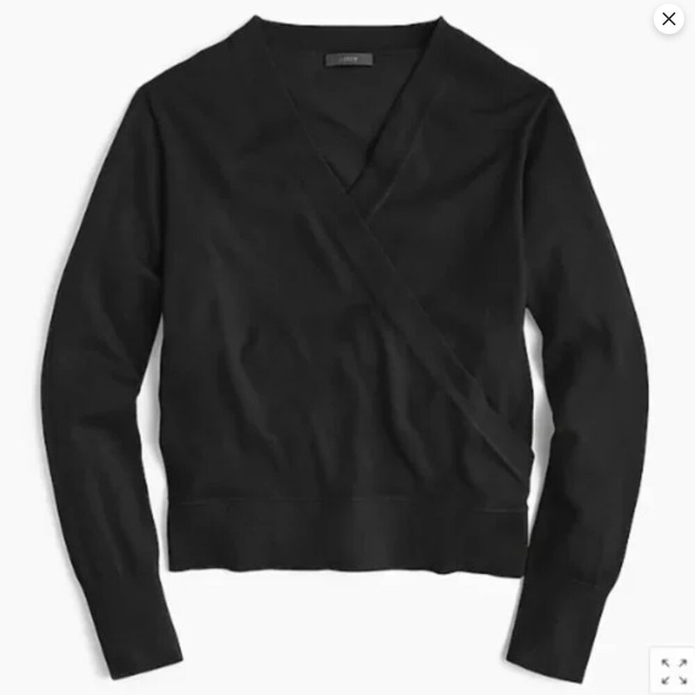 NWT J.Crew Size Merino wool faux-wrap sweater - black, H7146, size S